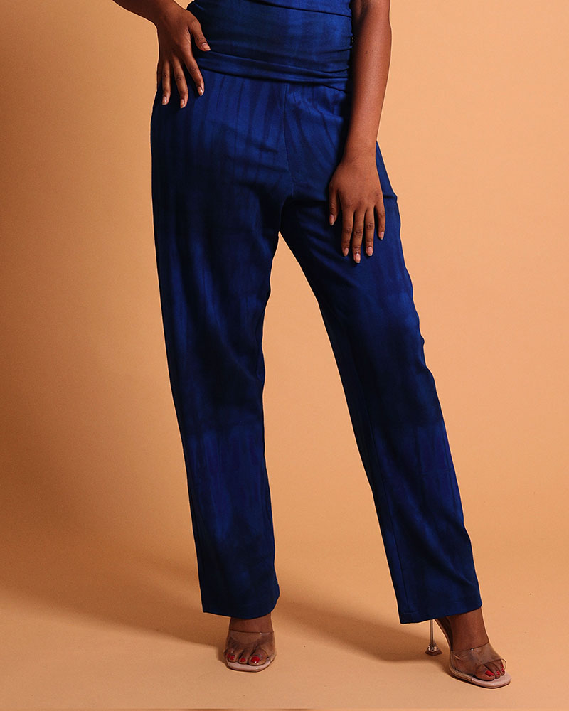 Pantalon droit bleu décontracté pour femme - Kroskel, la marque de vêtements luxe pour femme