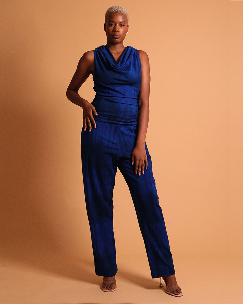 Pantalon droit bleu décontracté pour femme - Kroskel, la marque de vêtements luxe pour femme