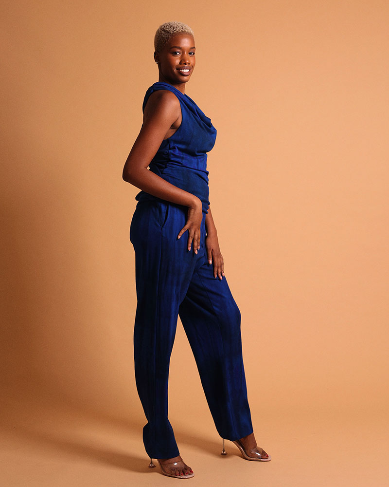 Haut bleu décontracté sans manches pour femme - Kroskel, la marque de vêtements luxe pour femme